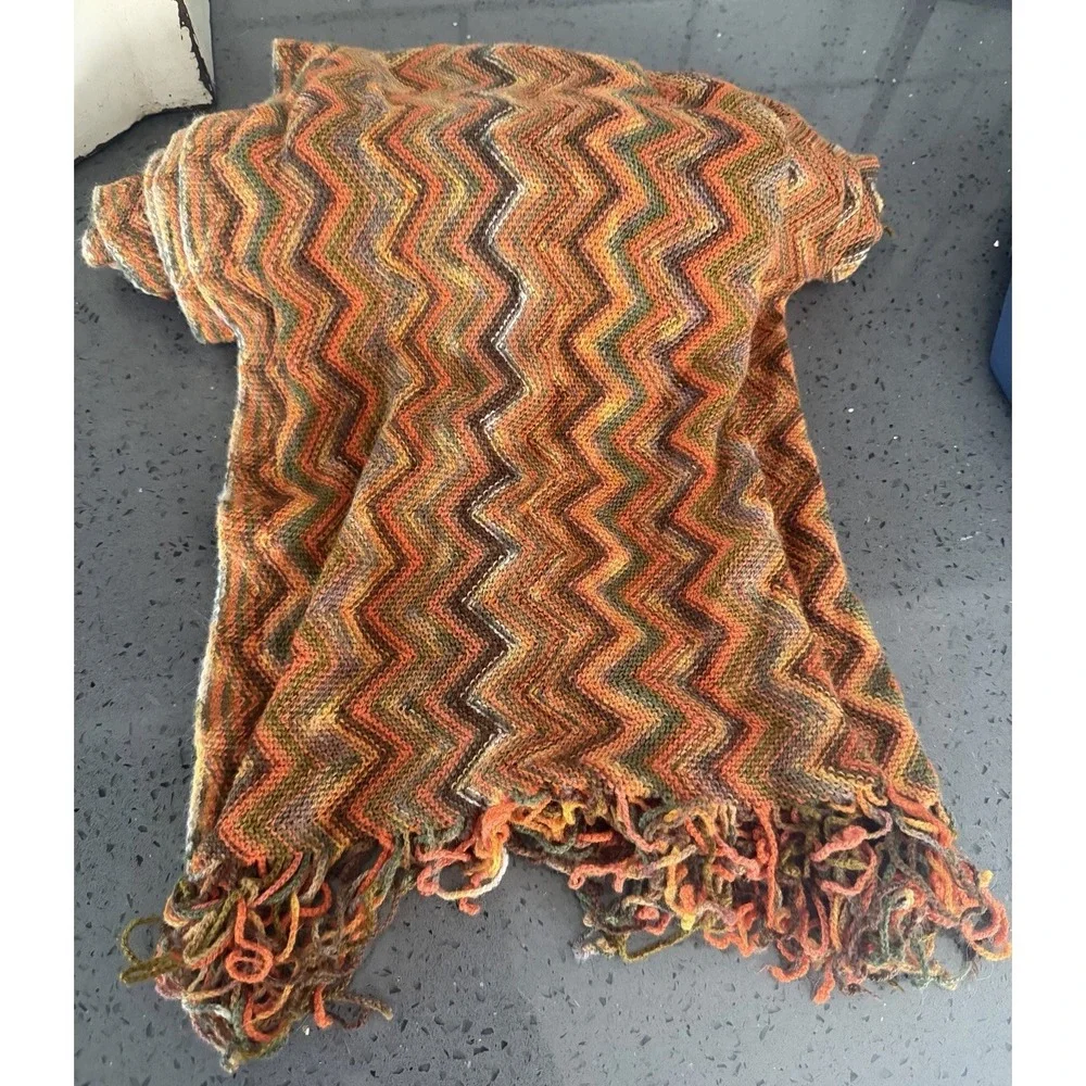 Manifattura Almar Scarf 100% Acrylic Orange Stripes Italy 60